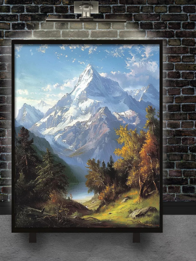 Holstga bosilgan poster &amp;quot;Qorli cho‘qqilar va kuz manzarasi&amp;quot;