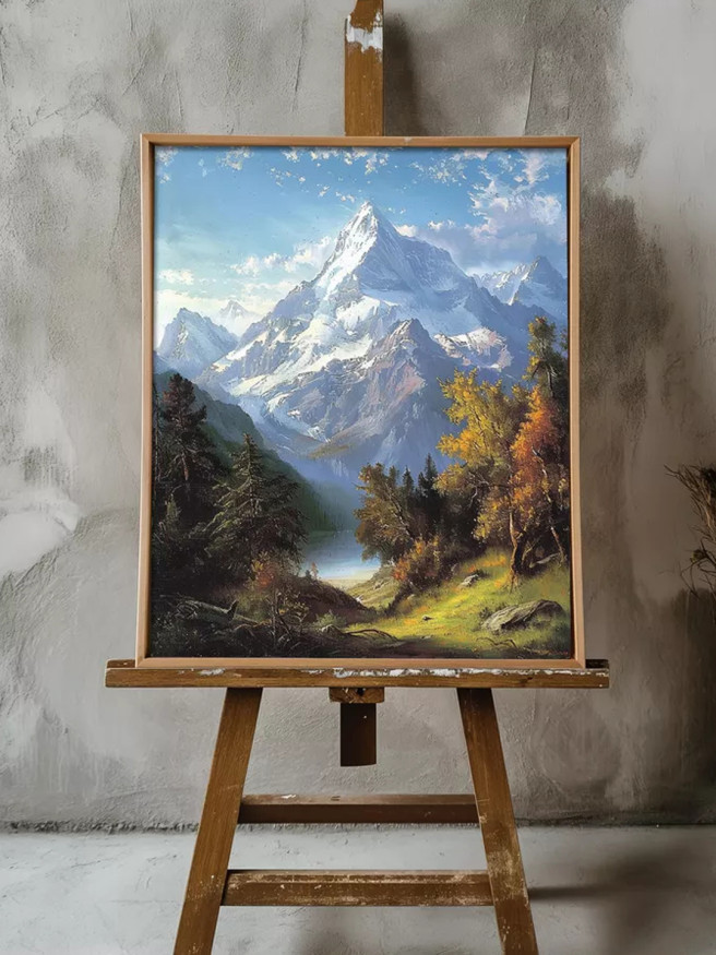 Holstga bosilgan poster &amp;quot;Qorli cho‘qqilar va kuz manzarasi&amp;quot;