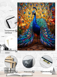 Постер на холсте &amp;quot;Павлин в витражных красках&amp;quot;