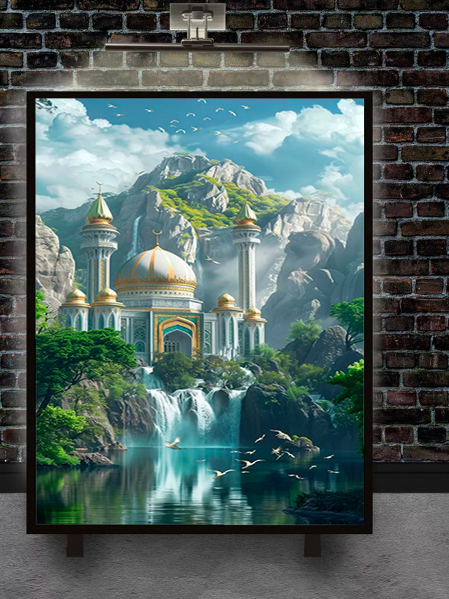 Постер на холсте &amp;quot;Дворец у водопада&amp;quot;