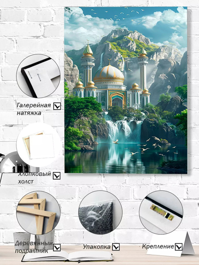 Постер на холсте &amp;quot;Дворец у водопада&amp;quot;