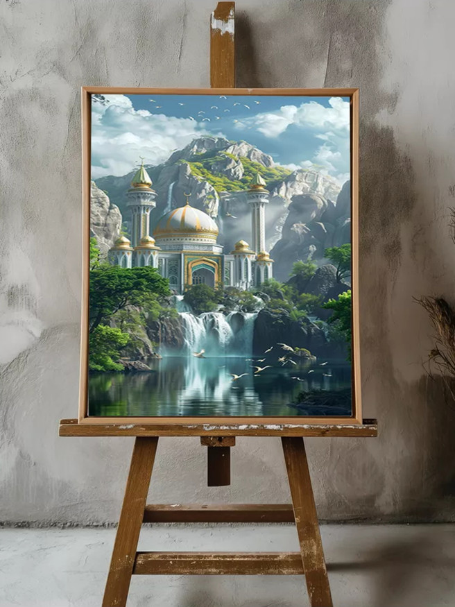 Постер на холсте &amp;quot;Дворец у водопада&amp;quot;