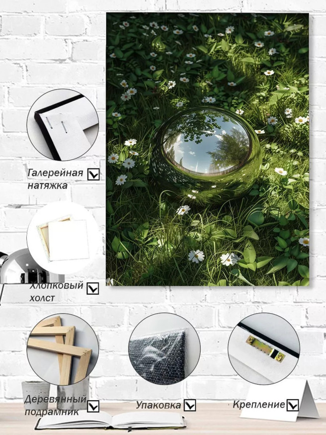 Постер на холсте &amp;quot;Шар в цветущей траве&amp;quot;