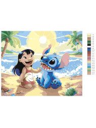 Raqamlar bo‘yicha rasm “Lilo va Stich qirg‘oqda”