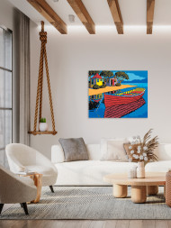 Картина по номерам &amp;quot;Лодка и два домика&amp;quot;