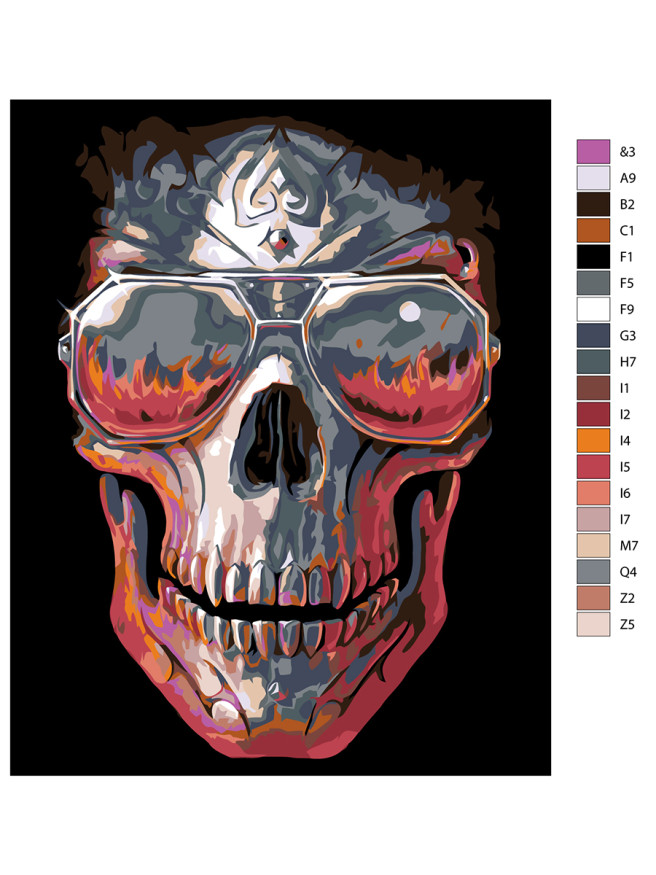 Raqamlar bo&amp;#039;yicha rasm &amp;quot;Ko&amp;#039;zoynakli bosh suyagi&amp;quot;