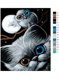 Raqamlar bo&#039;yicha rasm &quot;Ukki bilan mushuk&quot;