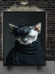 Holstga bosilgan poster &quot;Qora sviter kiygan sfinks&quot;