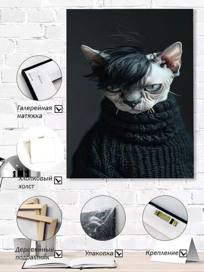 Holstga bosilgan poster &amp;quot;Qora sviter kiygan sfinks&amp;quot;