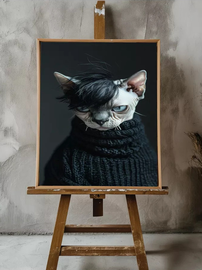 Holstga bosilgan poster &amp;quot;Qora sviter kiygan sfinks&amp;quot;