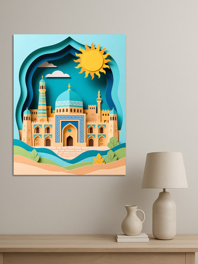 Holstga bosilgan poster &amp;quot;Quyoshli sharq shahri&amp;quot;