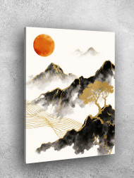 Постер на холсте &amp;quot;Золотые горы и красное солнце&amp;quot;