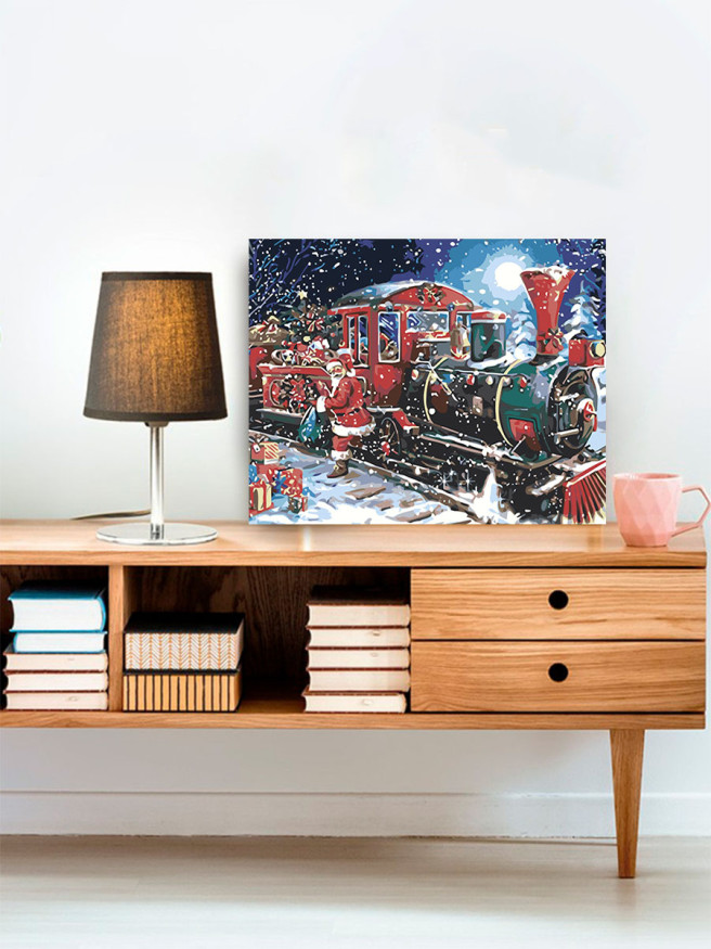 Картина по номерам &amp;quot;Дед мороз в поезде&amp;quot;