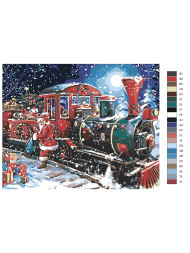 Raqamlar bo'yicha rasm "Poezdda Santa Klaus"