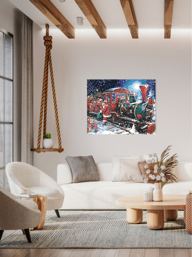 Картина по номерам &amp;quot;Дед мороз в поезде&amp;quot;