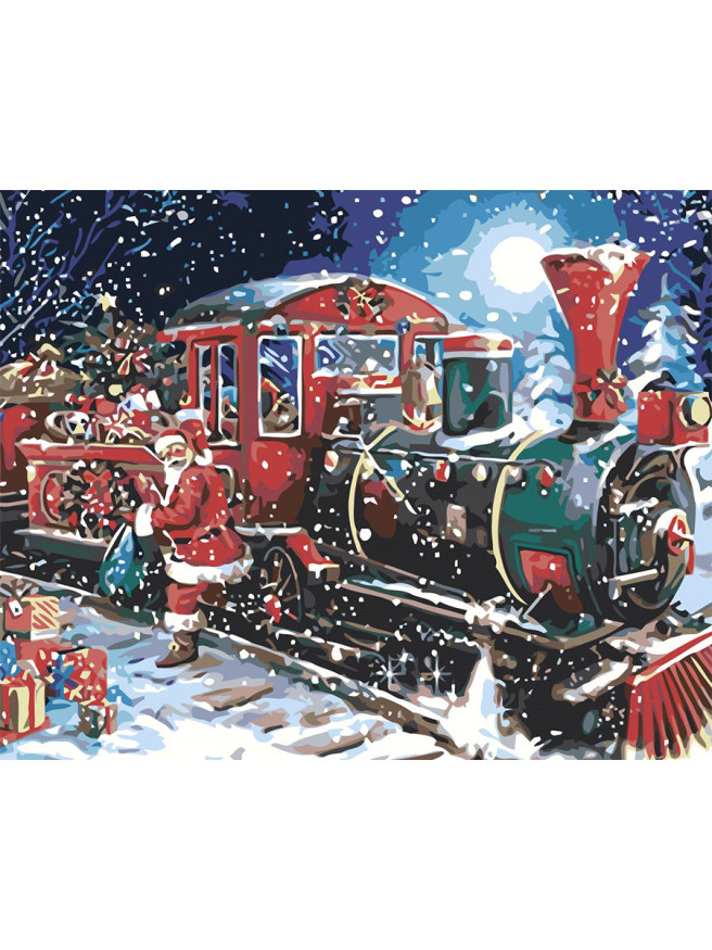Картина по номерам &amp;quot;Дед мороз в поезде&amp;quot;