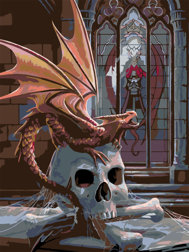 Raqamlar bo&amp;#039;yicha rasm &amp;quot;Bosh suyagidagi chaqaloq ajdaho&amp;quot;