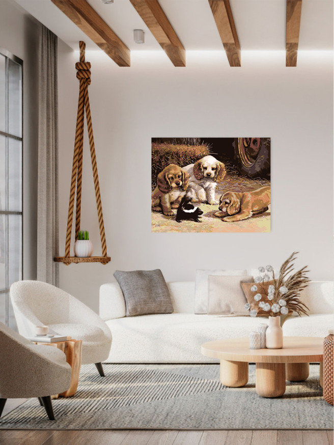 Raqamlar bo&amp;#039;yicha rasm &amp;quot;Uchta it va bir rakun&amp;quot;