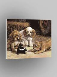 Картина по номерам &amp;quot;Три собаки и енот&amp;quot;