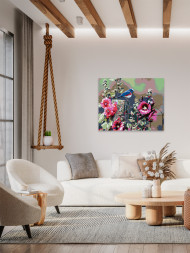 Raqamlar bo&#039;yicha rasm &quot;Gullar va qushcha&quot;