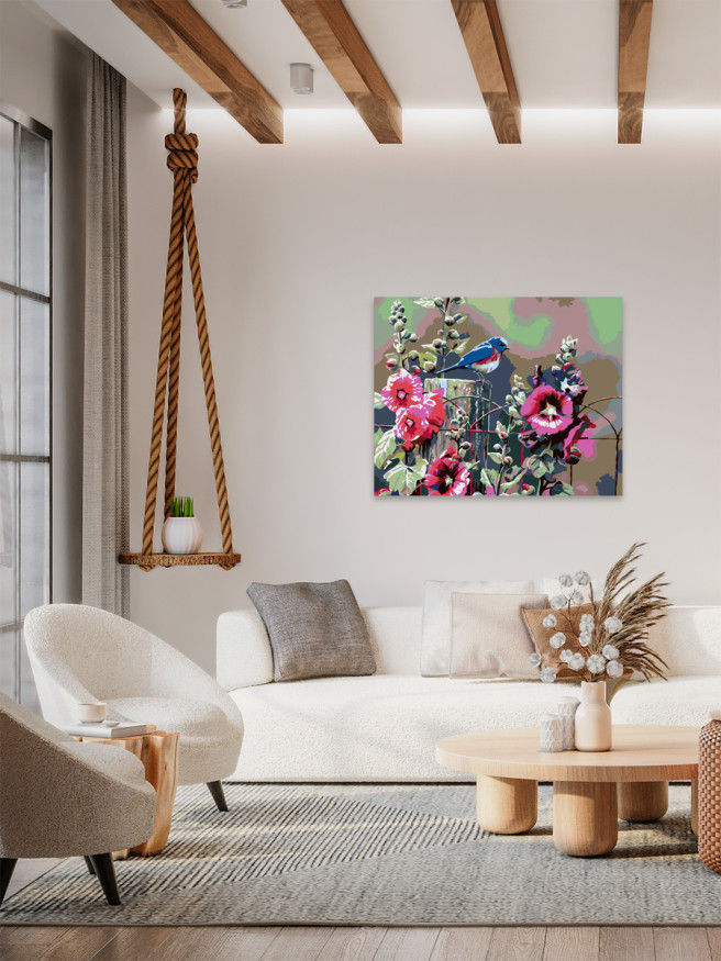 Raqamlar bo&amp;#039;yicha rasm &amp;quot;Gullar va qushcha&amp;quot;