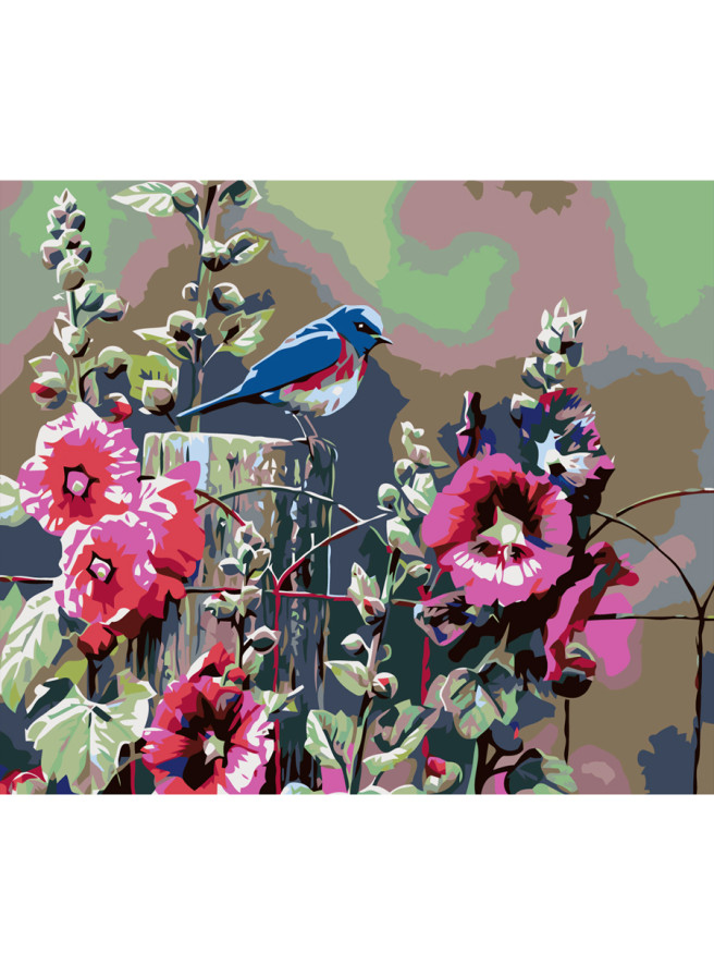 Raqamlar bo&amp;#039;yicha rasm &amp;quot;Gullar va qushcha&amp;quot;