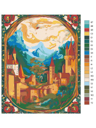Raqamlar bo&#039;yicha rasm &quot;Tog&#039;lar yaqinidagi qal&#039;a&quot;