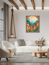 Raqamlar bo&#039;yicha rasm &quot;Tog&#039;lar yaqinidagi qal&#039;a&quot;