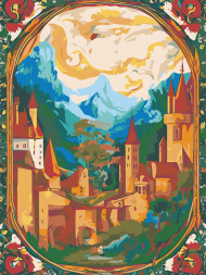 Raqamlar bo&#039;yicha rasm &quot;Tog&#039;lar yaqinidagi qal&#039;a&quot;