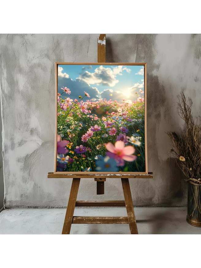 Постер на холсте &amp;quot;Цветущий луг на закате&amp;quot;