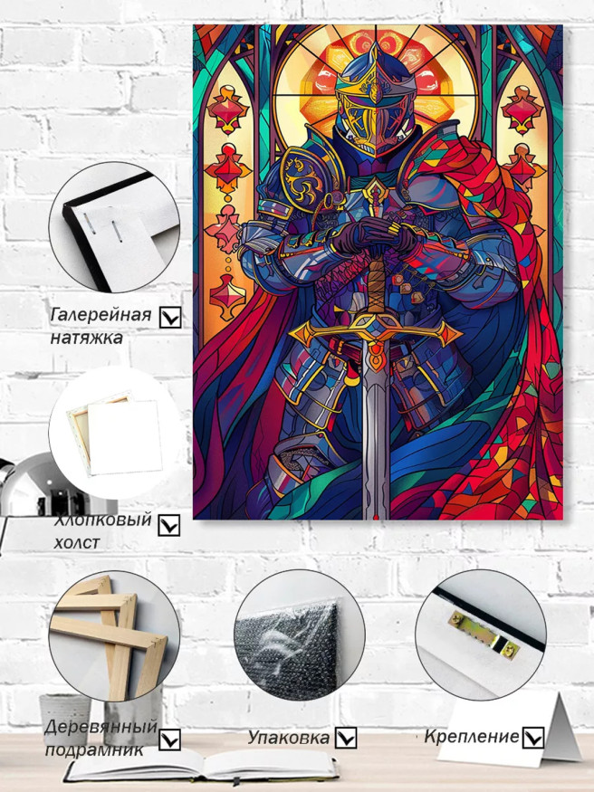 Постер на холсте &amp;quot;Рыцарь света в витражах&amp;quot;
