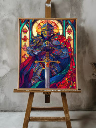 Holstga bosilgan poster "Nurli ritsar vitrajda"