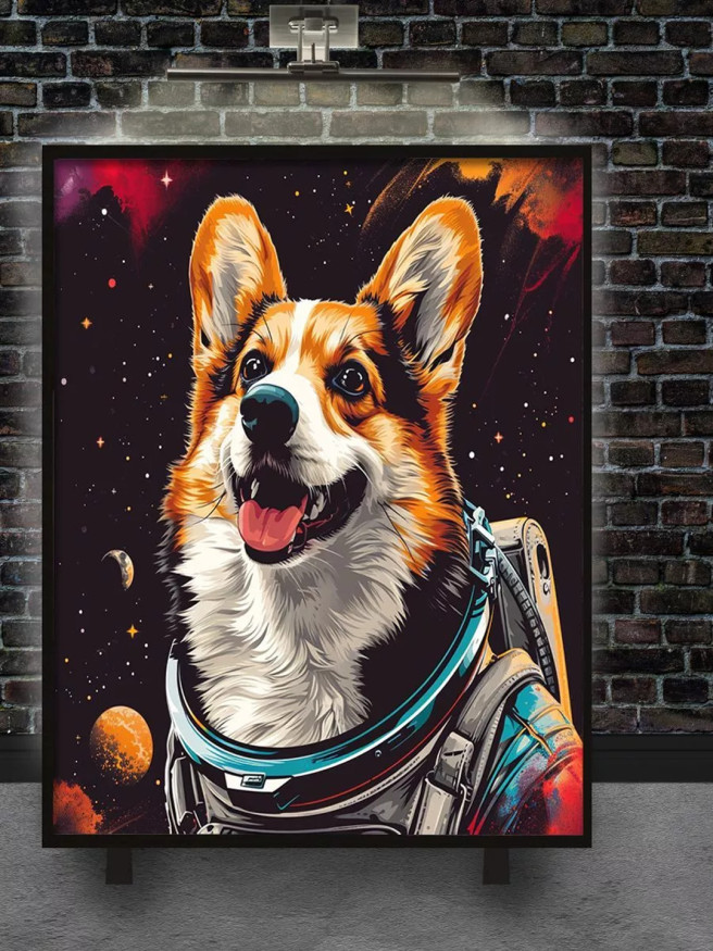 Постер на холсте &amp;quot;Космический корги в скафандре&amp;quot;