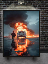 Постер на холсте &amp;quot;Пламенный след за джипом&amp;quot;