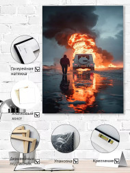 Постер на холсте &amp;quot;Пламенный след за джипом&amp;quot;