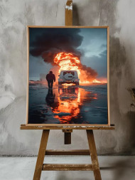 Постер на холсте &amp;quot;Пламенный след за джипом&amp;quot;