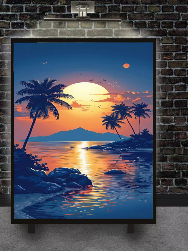 Holstga bosilgan poster &amp;quot;Laguna ustidagi tropik quyosh botishi&amp;quot;