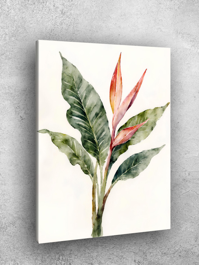 Постер на холсте &amp;quot;Цветок стрелиции с листьями&amp;quot;