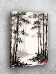 Holstga bosilgan poster &quot;Ko‘l bo‘yidagi bambukzor&quot;