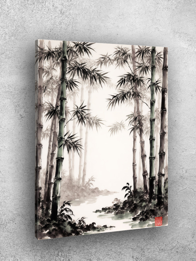 Holstga bosilgan poster &amp;quot;Ko‘l bo‘yidagi bambukzor&amp;quot;