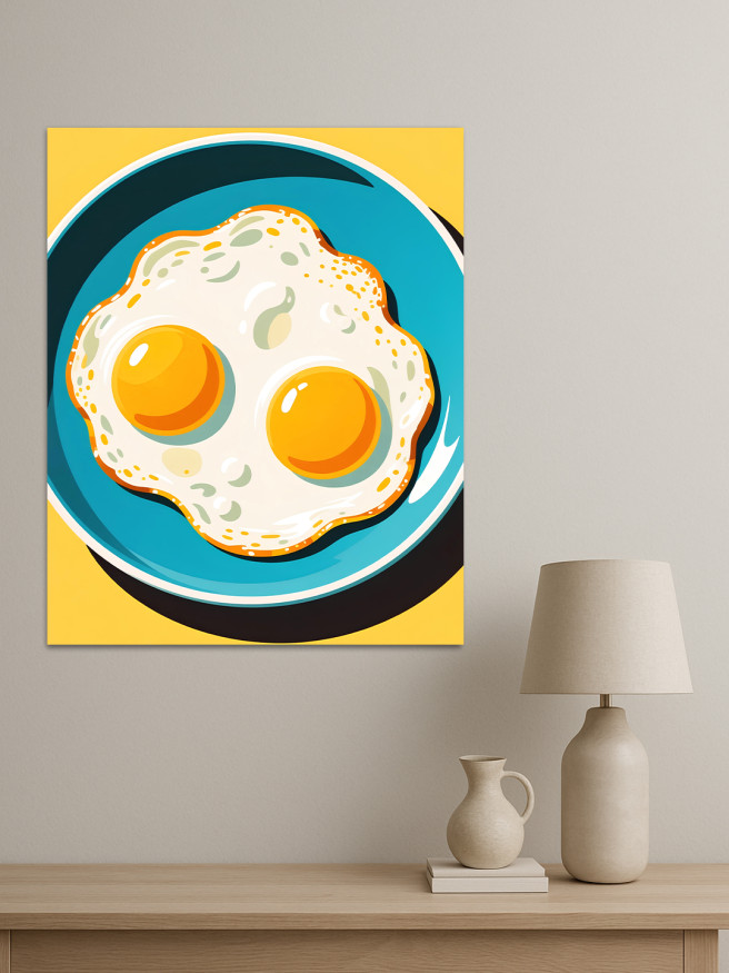 Holstga bosilgan poster &amp;quot;Ikki sarili qovurilgan tuxum&amp;quot;