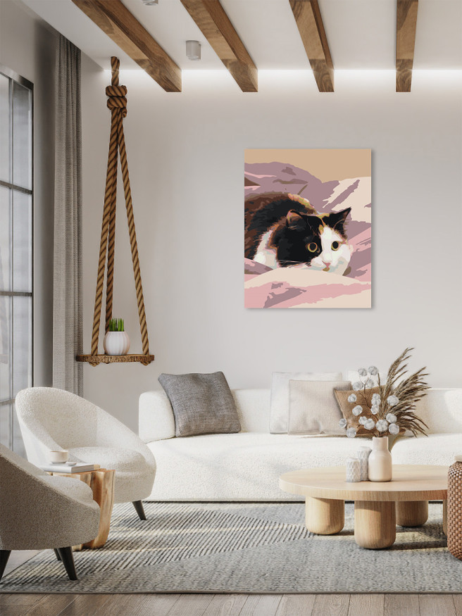 Картина по номерам &amp;quot;Испуганный кот в одеяле&amp;quot;