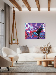 Флуоресцентная картина по номерам &amp;quot;Гонки на мотоцикле&amp;quot;