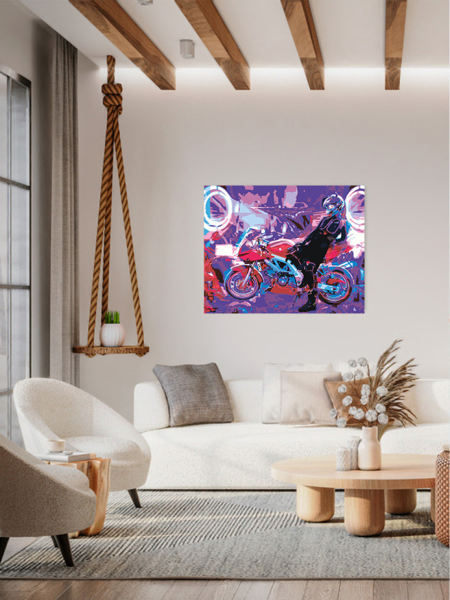 Fluorescent raqamlar bo&amp;#039;yicha rasm &amp;quot;Mototsikl poygasi&amp;quot; 