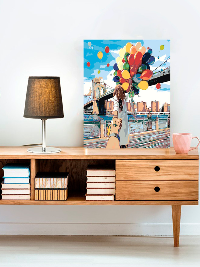 Картина по номерам &amp;quot;Девушка с шариками у моста&amp;quot;