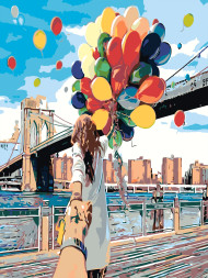 Raqamlar bo&#039;yicha rasm &quot;Ko&#039;prik oldidagi pufaklar ushlagan qiz&quot;