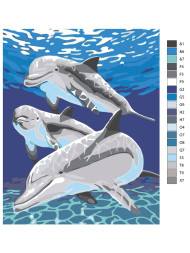 Raqamlar bo&#039;yicha rasm &quot;Uch delfin&quot;