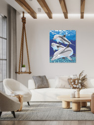 Raqamlar bo&#039;yicha rasm &quot;Uch delfin&quot;