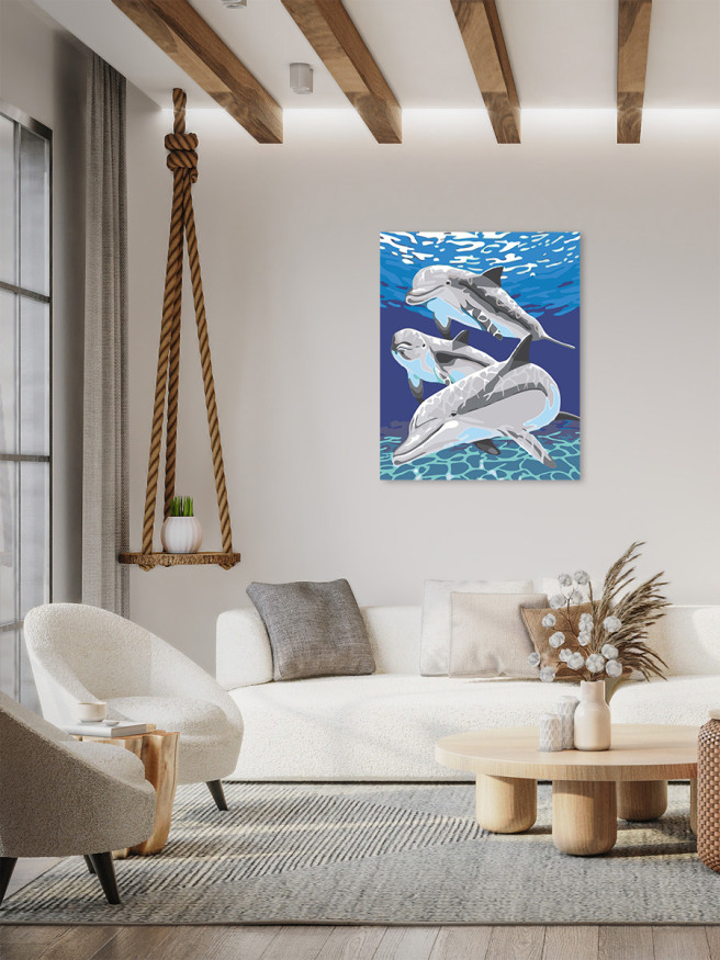 Картина по номерам &amp;quot;Три дельфина&amp;quot;