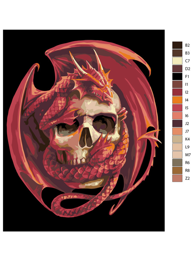 Raqamlar bo&amp;#039;yicha rasm &amp;quot;Ajdaho bilan bosh suyagi&amp;quot;